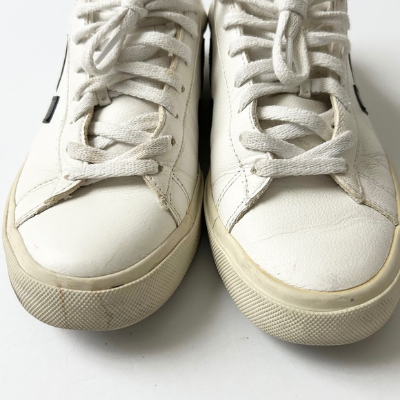 Veja Campo Leather Sneakers Extra White & Black Low Top Shoes Women's US 9 - Picture 4 of 8